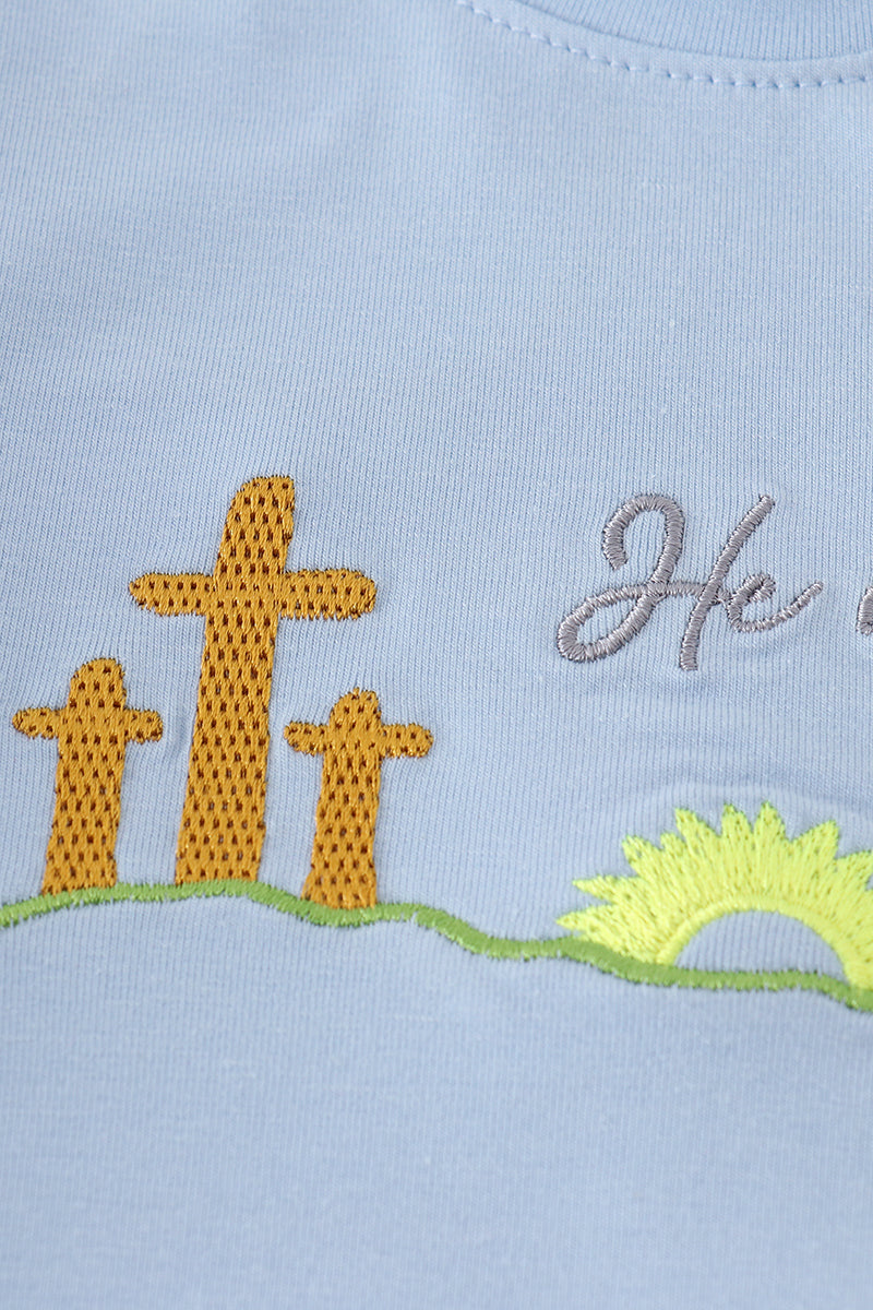 Blue plaid he is risen embroidery set