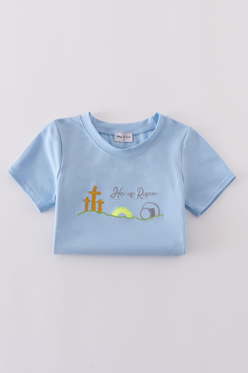 Blue plaid he is risen embroidery set