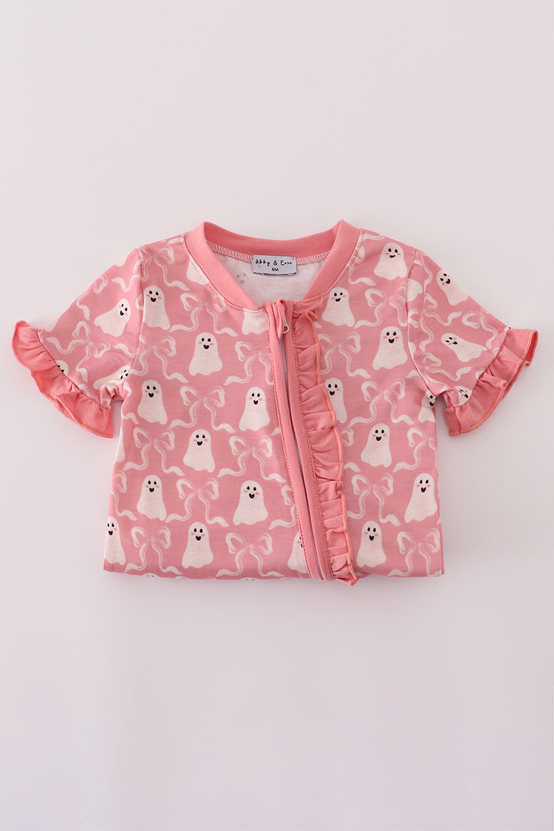 Halloween ghost print ruffle romper