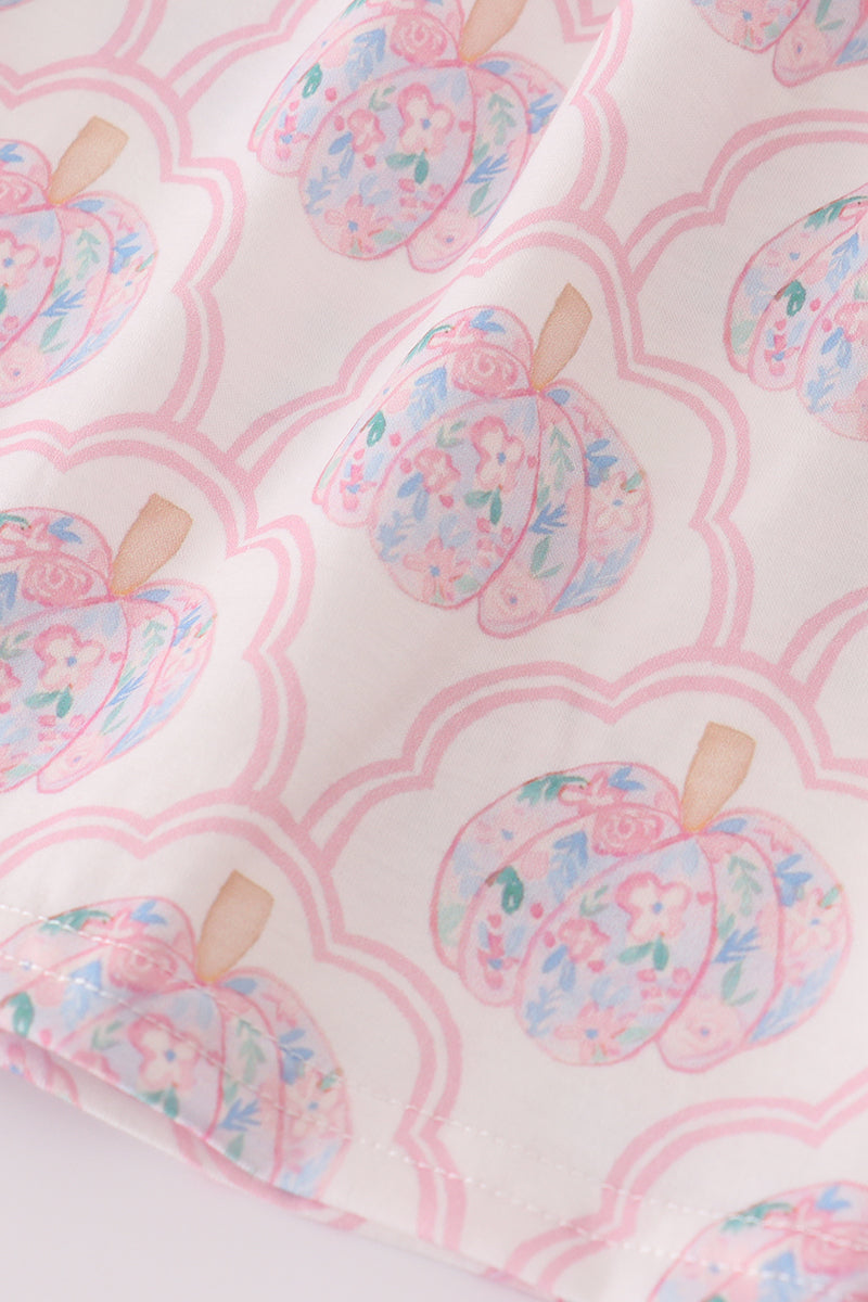 Pink pumpkin embroidery dress