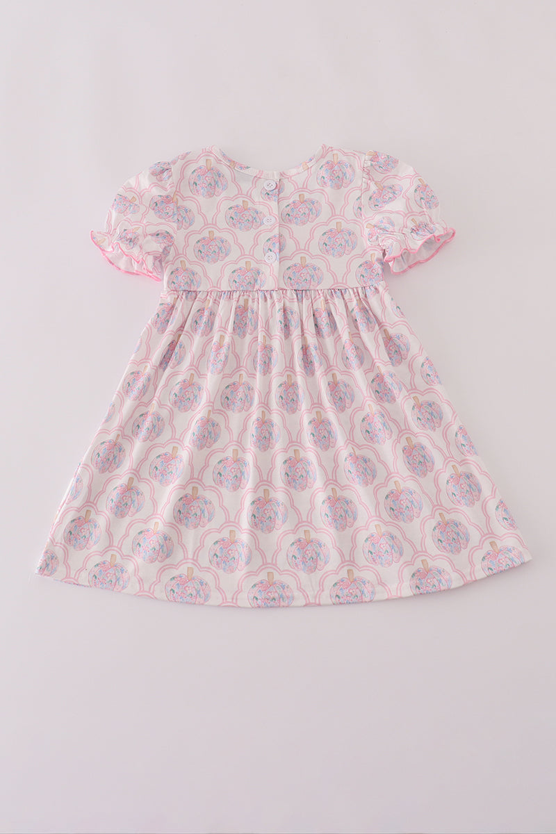 Pink pumpkin embroidery dress