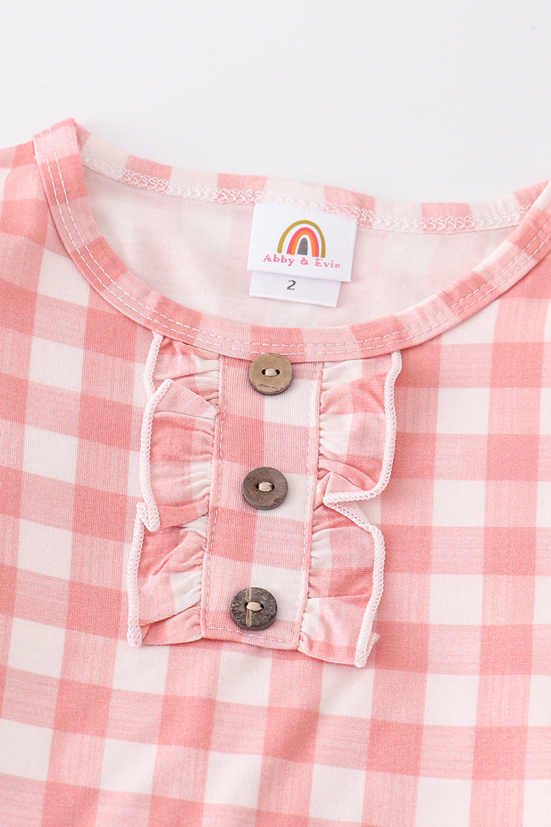 Pink plaid girl bamboo pajamas set