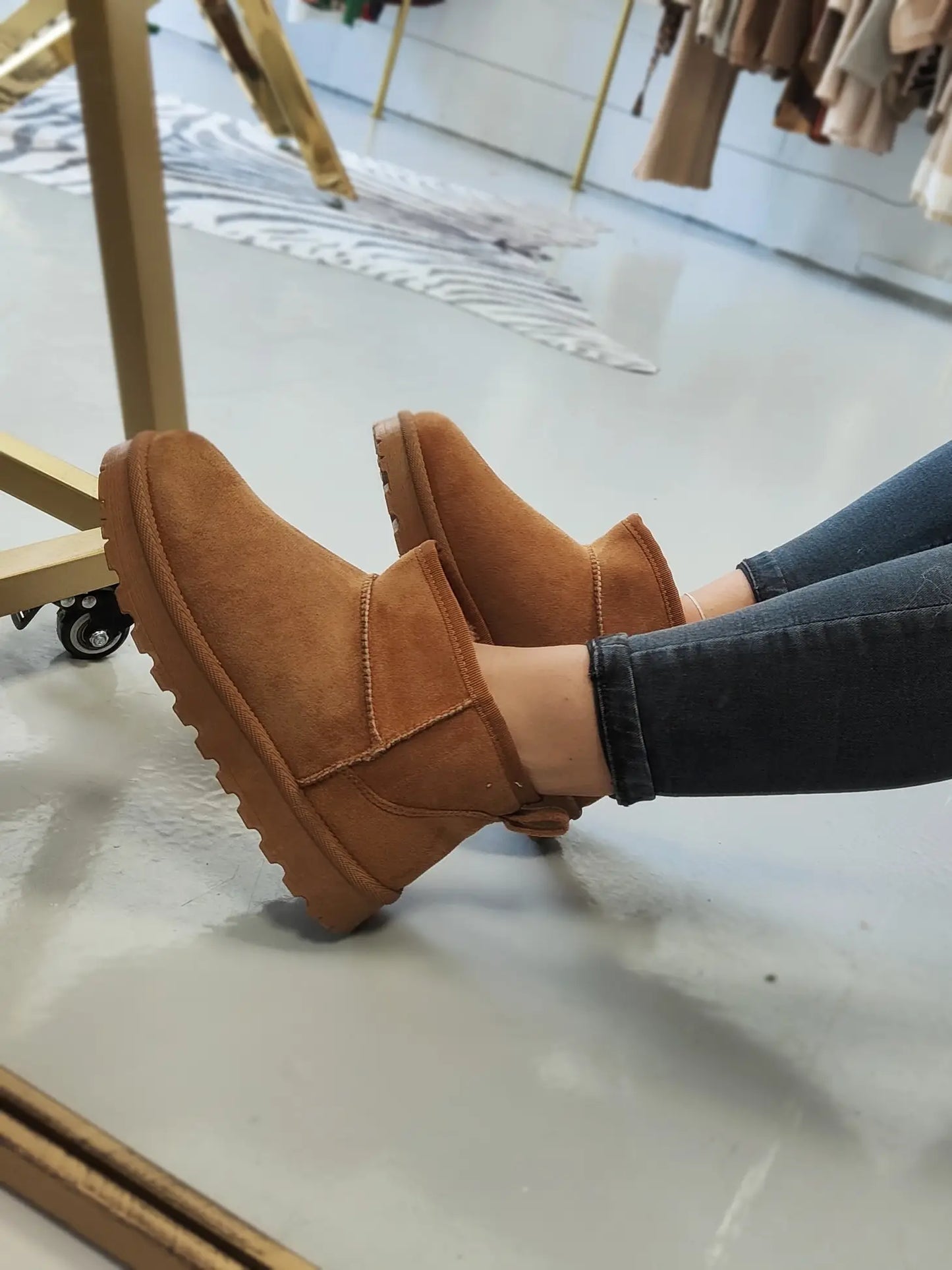 Camel Faux Suede Ankle Boots for Mama
