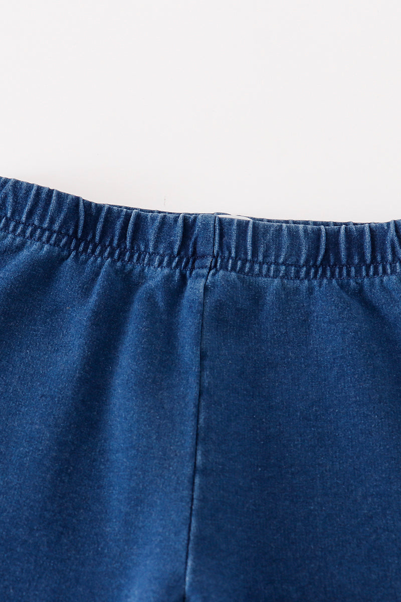 Platinum Indigo ruffle girl pants