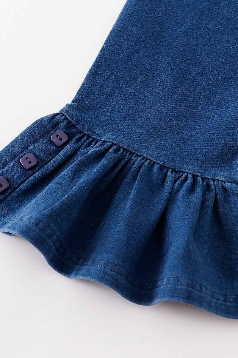 Platinum Indigo ruffle girl pants
