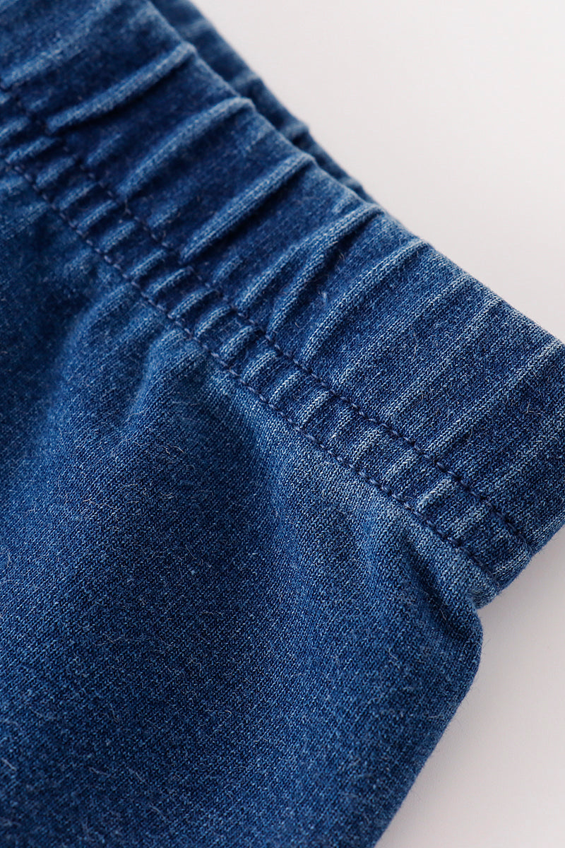 Platinum Indigo ruffle girl pants