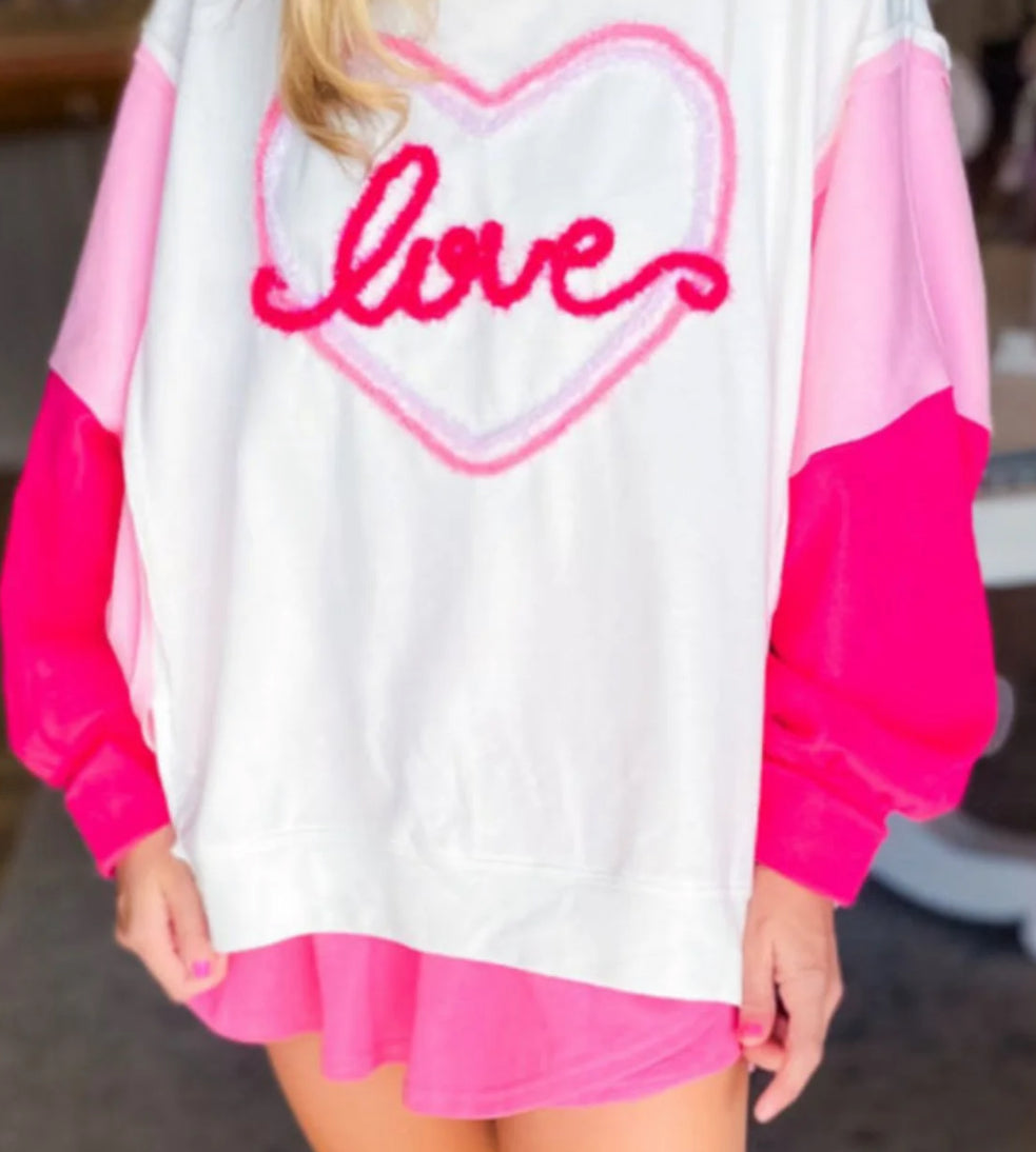 Love tinsel color block sweater