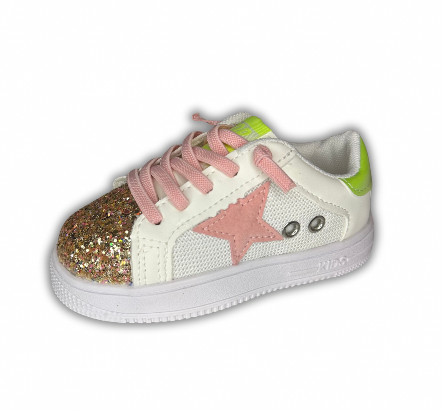 Gold and neon pink star shoe