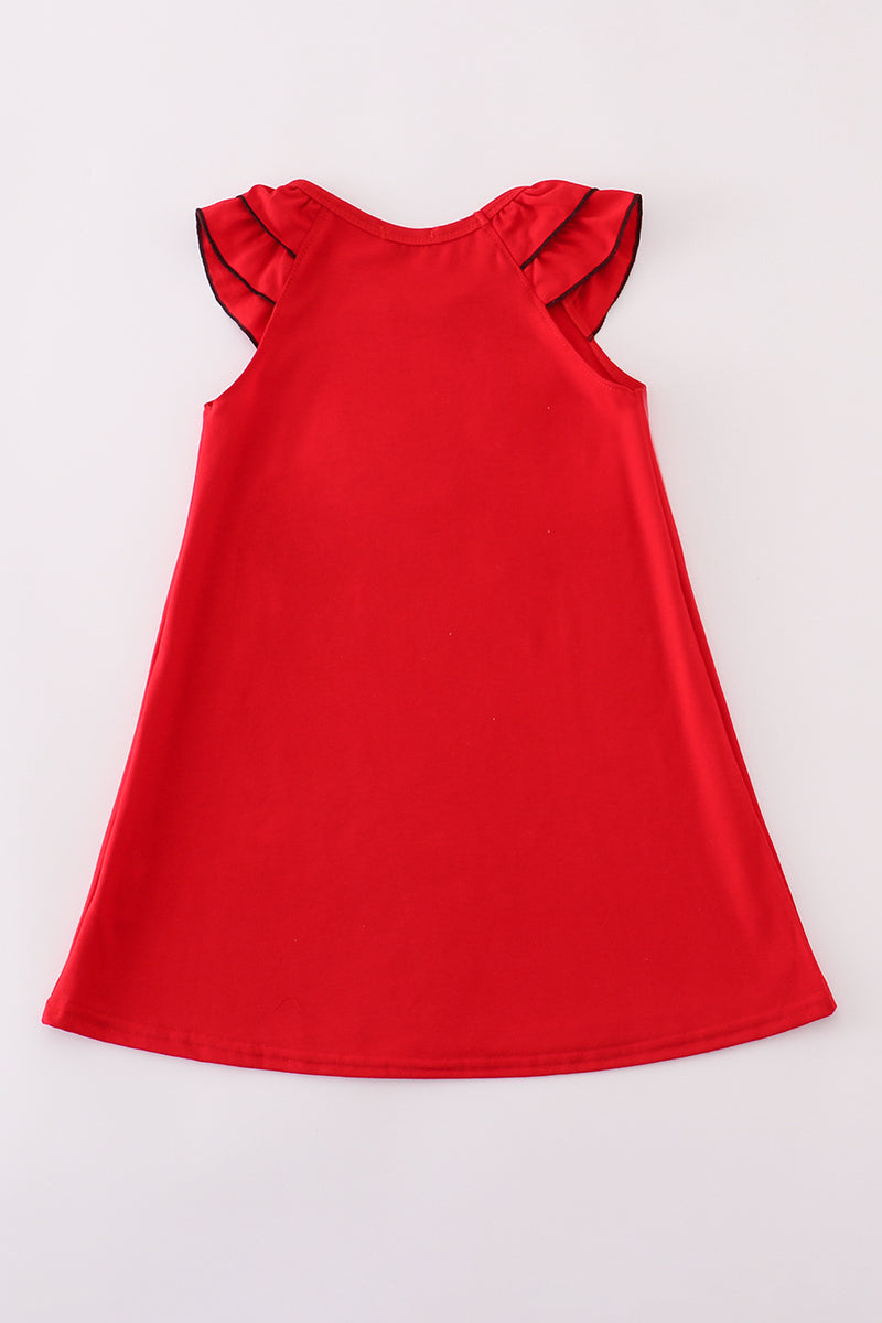 Red I love Georgia applique ruffle dress