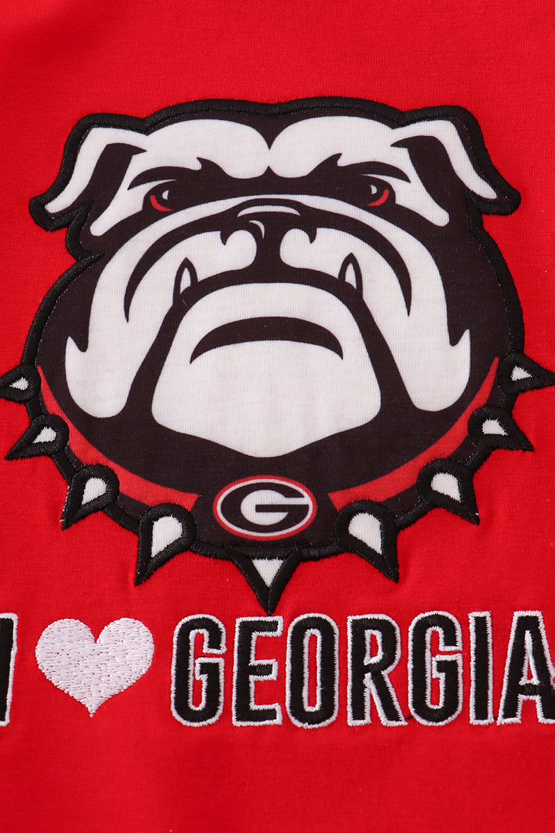Red I love Georgia applique ruffle dress