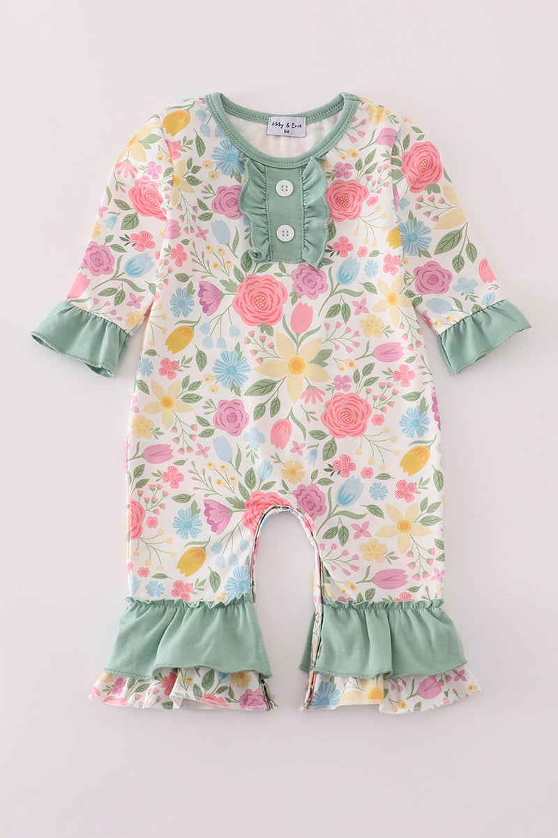 Floral print ruffle romper