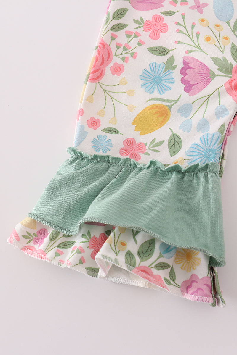 Floral print ruffle romper
