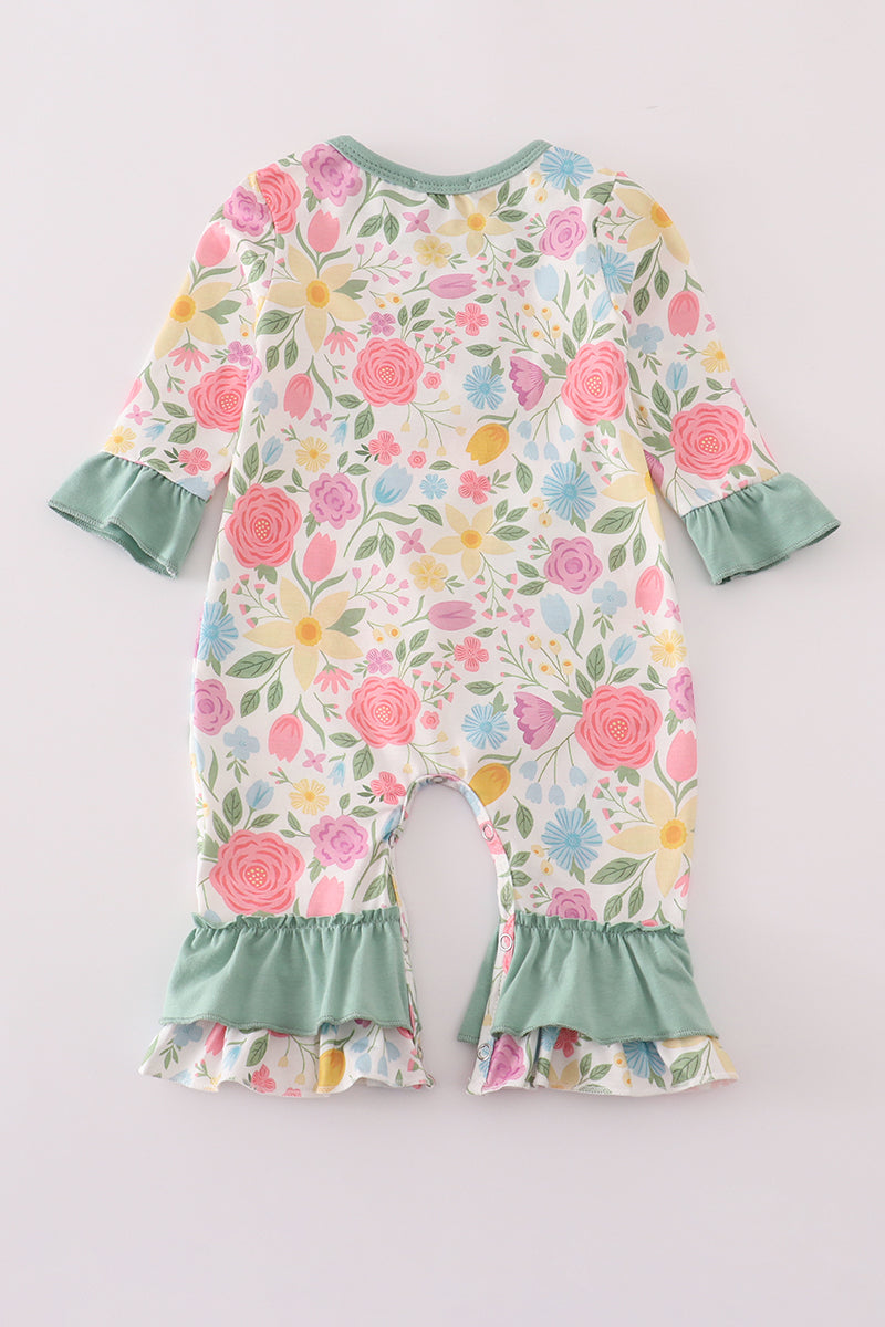 Floral print ruffle romper