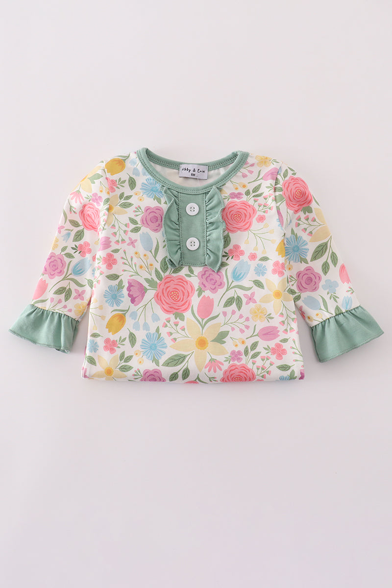 Floral print ruffle romper