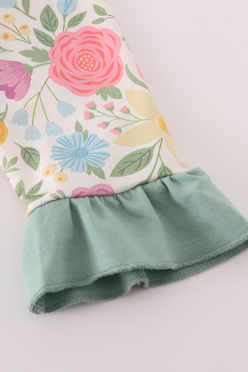 Floral print ruffle romper