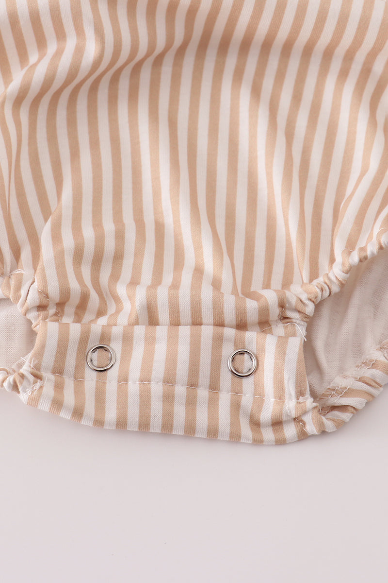 Khaki deer embroidery stripe bubble