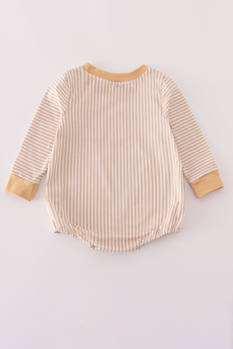 Khaki deer embroidery stripe bubble