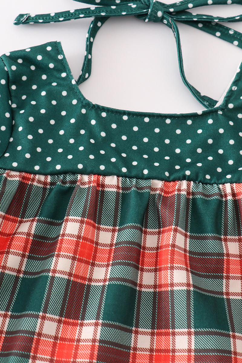 Forest merry christmas plaid girl bubble