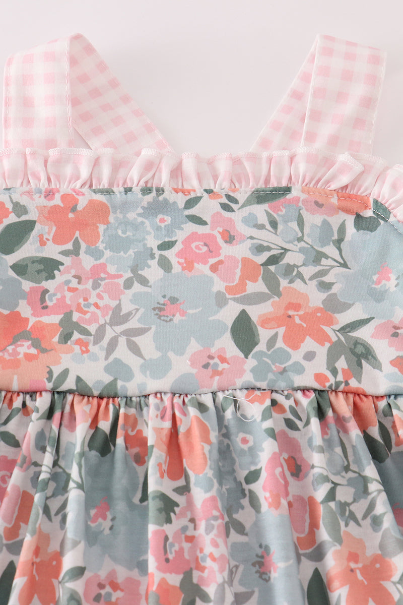 Green garden bloom ruffle dress