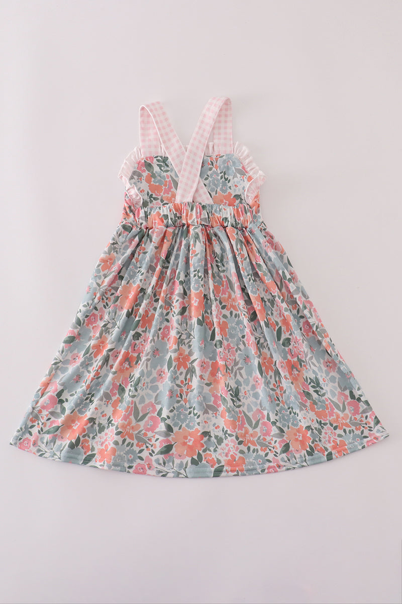 Green garden bloom ruffle dress