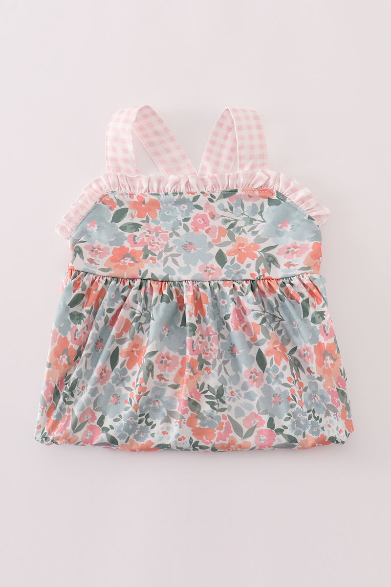 Green garden bloom ruffle dress