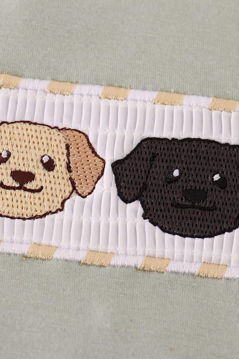 Puppy embroidery smocked bubble