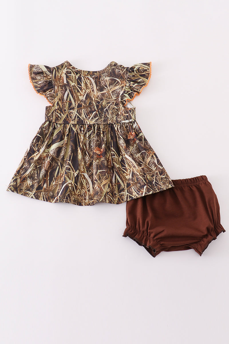Camouflage ruffle bloomer set