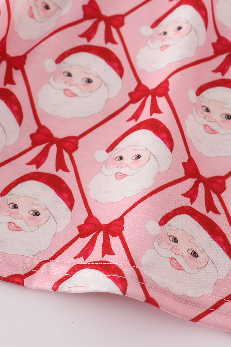 Red santa claus smocked bloomer set