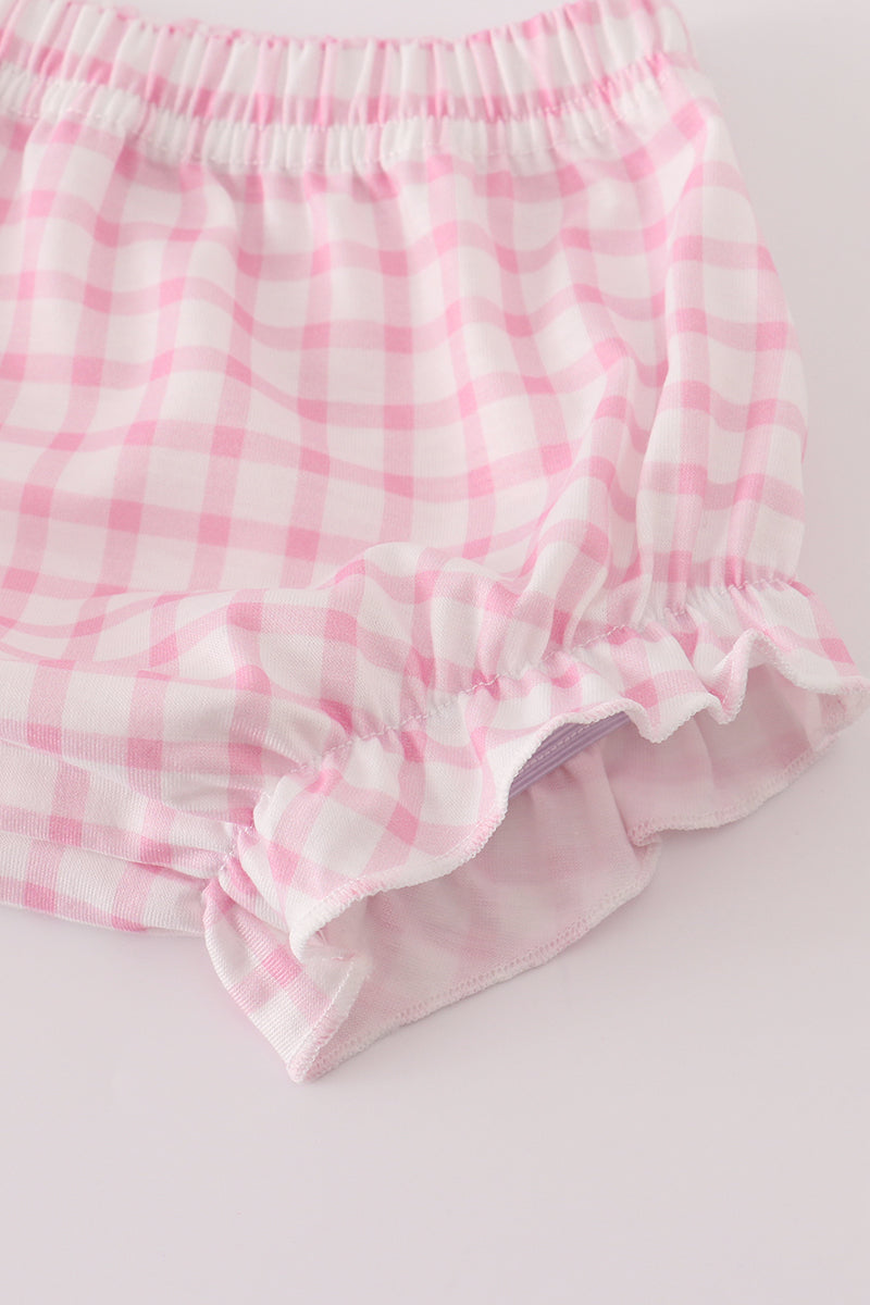 Blue Noah's Ark applique ruffle bloomer set