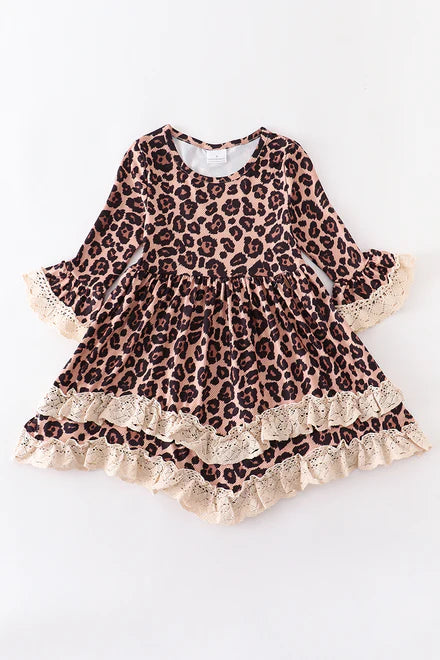 Leopard print ruffle dress
