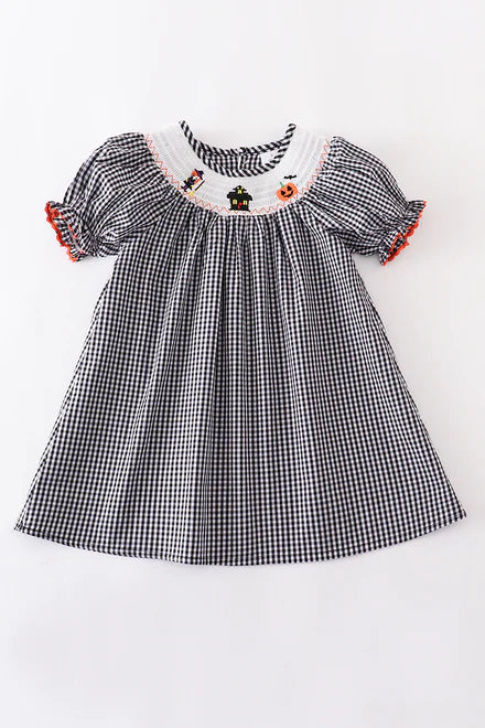 Halloween black smocked dress