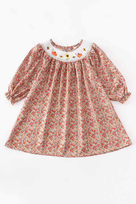 Sunflower fall smocked dress