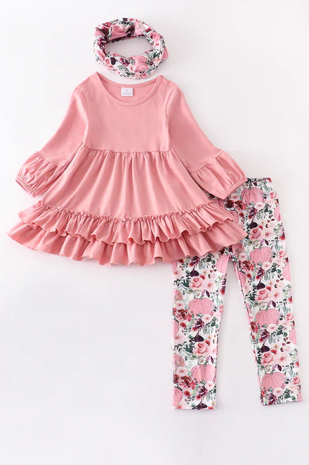 Pink pumpkin ruffle set