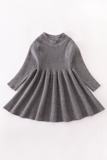 Ribbed greay sweater dress