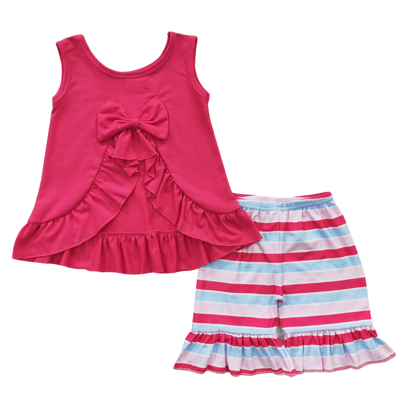 Swing back ruffle short set