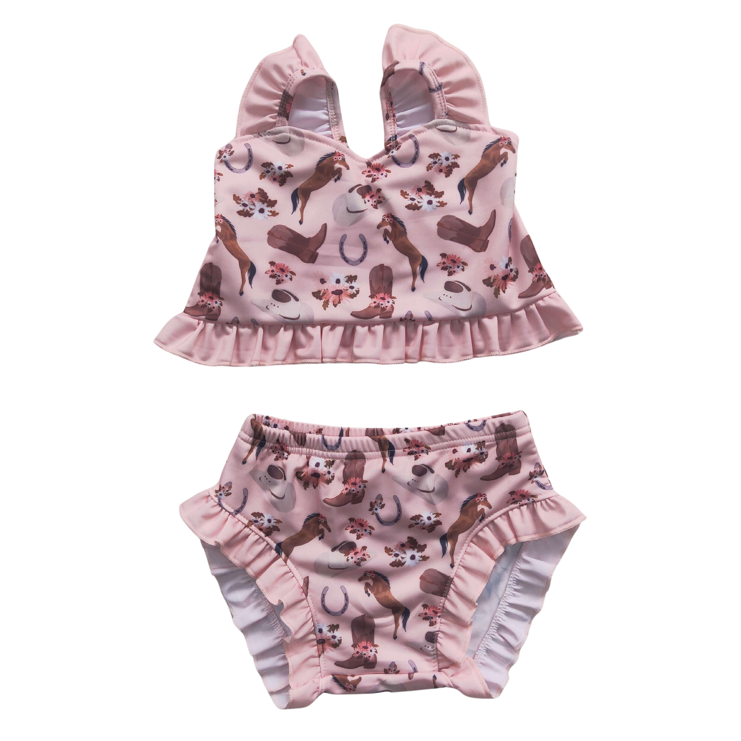 Cowgirl two piece ruffle swim