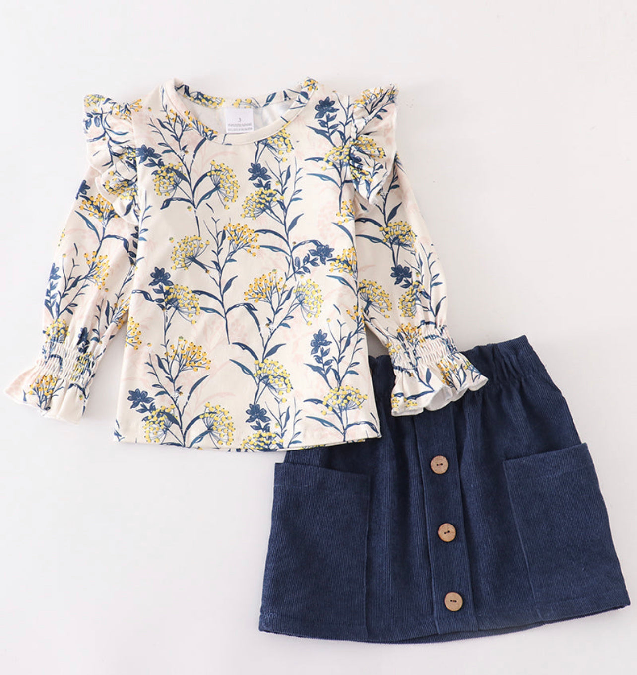 Floral blue skirt set