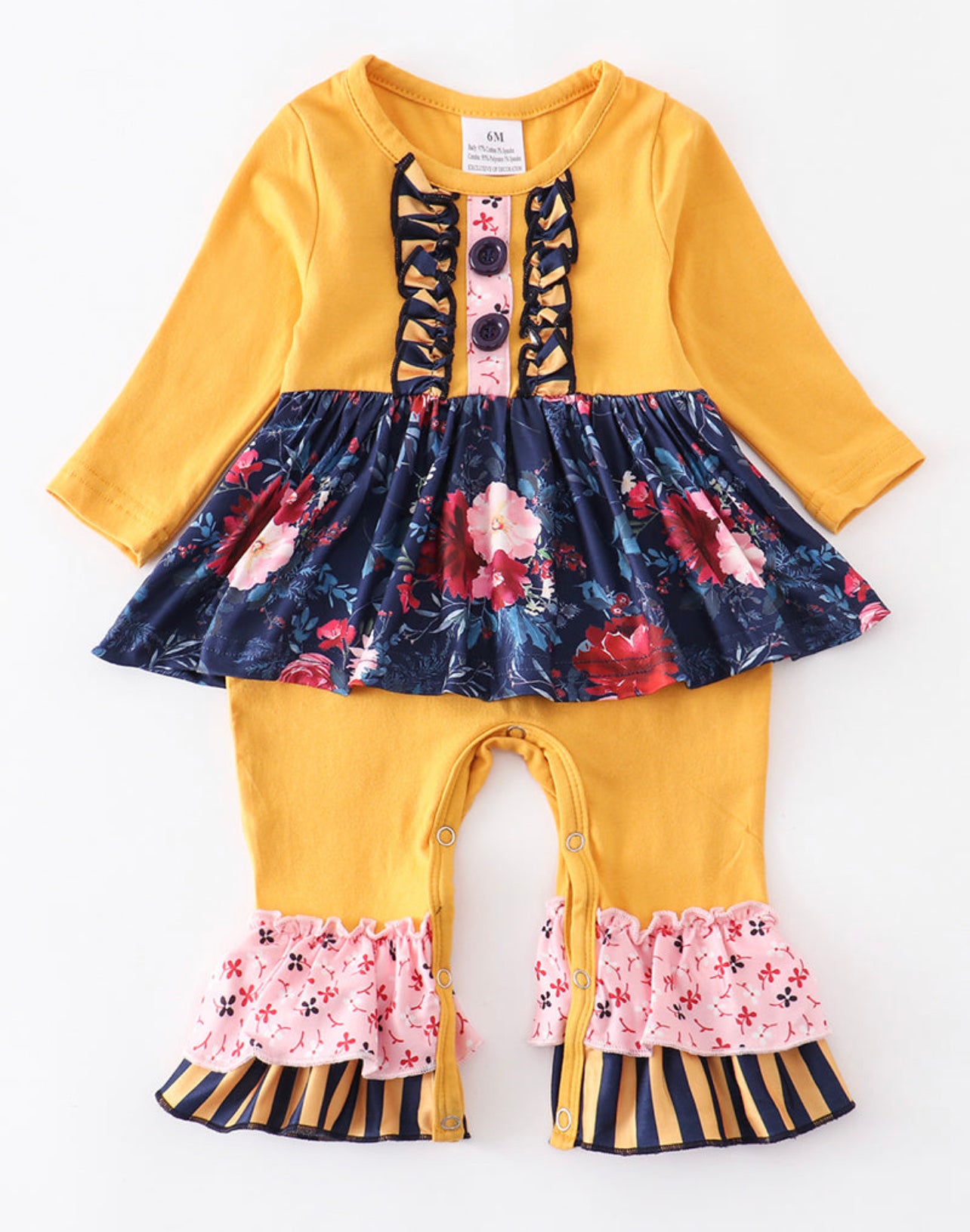 Mustard floral romper