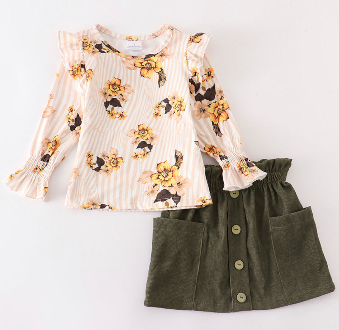 Floral green skirt set