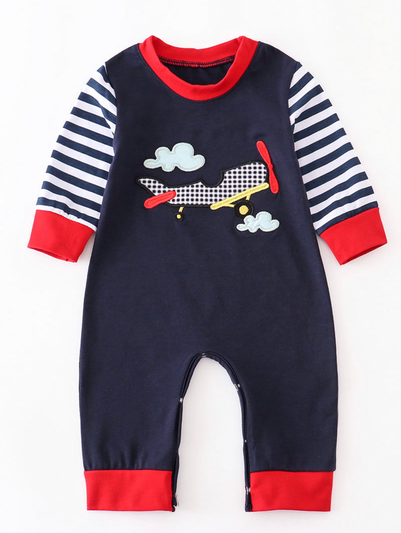 Navy airplane romper