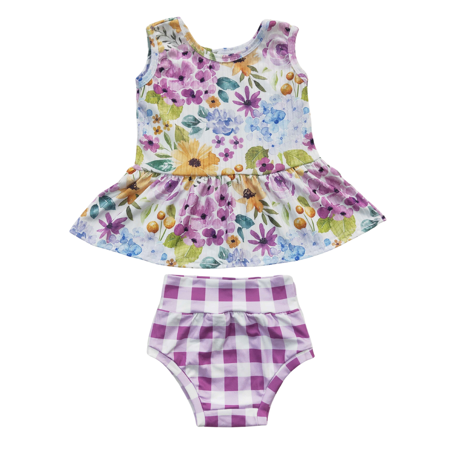 Plaid spring flower bloomer set