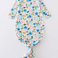 Blue floral print bamboo baby gown