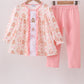 Pink gingerbread embroidery ruffle set