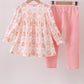 Pink gingerbread embroidery ruffle set