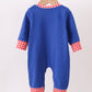 Blue character embroidery romper