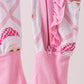 Pink santa claus bamboo ruffle zipper romper