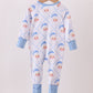 Blue santa claus bamboo zipper romper