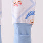 Blue santa claus bamboo zipper romper