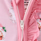 Pink santa claus bamboo ruffle zipper romper