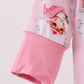 Pink santa claus bamboo ruffle zipper romper